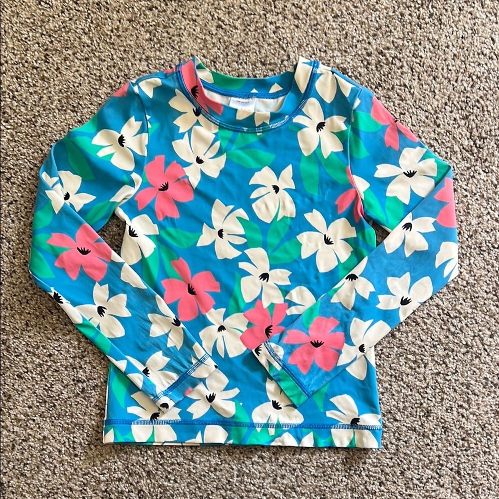 Floral Long Sleeve Top in Blue and Pink